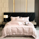 GobekUsa Embroidered Ice Silk Bedding Set: Soft Duvet Cover, Sheet, Pillowcases 4Pcs