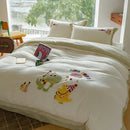 GobekUsa Embroidered Milk Fleece Winter Bedding Set for Warmth & Cozy Comfort
