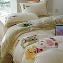 GobekUsa Embroidered Milk Fleece Winter Bedding Set for Warmth & Cozy Comfort