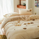 GobekUsa Embroidered Milk Fleece Winter Bedding Set for Warmth & Cozy Comfort