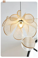 GobekUsa Cream Fabric Flower Chandelier LED Dining Table Hanging Lamp