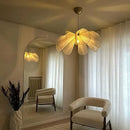 GobekUsa Cream Fabric Flower Chandelier LED Dining Table Hanging Lamp