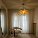 GobekUsa Cream Fabric Flower Chandelier LED Dining Table Hanging Lamp
