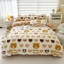 GobekUsa Cartoon Printed Bedding Set: Soft Cozy Duvet Cover, Bedsheet, Pillowcase, Single Double Bedclothes