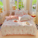 GobekUsa Cartoon Printed Bedding Set: Soft Cozy Duvet Cover, Bedsheet, Pillowcase, Single Double Bedclothes