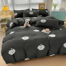 GobekUsa Cartoon Printed Bedding Set: Soft Cozy Duvet Cover, Bedsheet, Pillowcase, Single Double Bedclothes