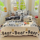 GobekUsa Cartoon Printed Bedding Set: Soft Cozy Duvet Cover, Bedsheet, Pillowcase, Single Double Bedclothes