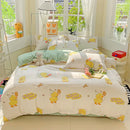 GobekUsa Cartoon Printed Bedding Set: Soft Cozy Duvet Cover, Bedsheet, Pillowcase, Single Double Bedclothes