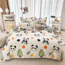 GobekUsa Cartoon Printed Bedding Set: Soft Cozy Duvet Cover, Bedsheet, Pillowcase, Single Double Bedclothes