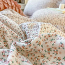 GobekUsa Double Layer Lace Ruffles Floral Bedding Set with Duvet Cover, Bed Skirt, Pillows