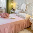 GobekUsa Double Layer Lace Ruffles Floral Bedding Set with Duvet Cover, Bed Skirt, Pillows