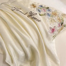GobekUsa Flowers Embroidery Silky Duvet Set with Comforter Cover & Fitted Sheet