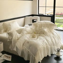GobekUsa Flowers Embroidery Lace Ruffles Bedding Set in Soft Lyocell Fabric