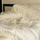 GobekUsa Flowers Embroidery Lace Ruffles Bedding Set in Soft Lyocell Fabric