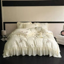 GobekUsa Flowers Embroidery Lace Ruffles Bedding Set in Soft Lyocell Fabric