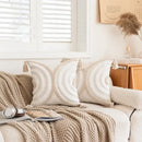 Cream geometric embroidered crocheted pillow cover living room decor by Decorbites