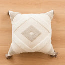 Cream geometric embroidered crocheted pillow cover living room decor by Decorbites