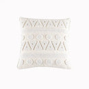 Cream geometric embroidery cushion cover living room textured tassels by Decorbites
