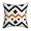Cream geometric embroidery cushion cover living room textured tassels by Decorbites