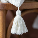 Cream geometric embroidery cushion cover living room textured tassels by Decorbites