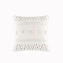 Cream geometric embroidery cushion cover living room textured tassels by Decorbites