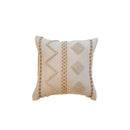 Cream geometric tufted cushion cover living room macrame fringe by Decorbites