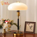GobekUsa Cream Glass Mushroom Table Lamp for Warmly Lit Romantic Ambiance