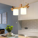 GobekUsa Simplicity Cream Glass LED Hanging Lamp with Wooden Bird - Dining Room Island Chandelier Light