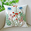 Cream green tulip embroidery cushion cover living room pillow case by Decorbites