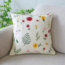 Cream green tulip embroidery cushion cover living room pillow case by Decorbites
