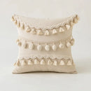Cream ivory pompom tassel pillow cover living room lace decor by Decorbites