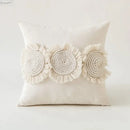 Cream ivory pompom tassel pillow cover living room lace decor by Decorbites