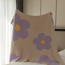 GobekUsa Korean Kawaii Flower Blanket: Soft Carpet for Bedroom, Sofa, Office - Single Tapestry Throw Blanket