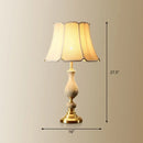 GobekUsa White Fabric Scalloped Bell Table Lamp - Simplicity Design, Ceramic Decor