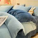 GobekUsa Double Sided Full Queen Duvet Cover Set, Solid Color Double Couple Quilt Cover