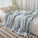 GobekUsa Jacquard Fluffy Ball Lace Blanket | Double Sided Fluff Warm Sofa Cover