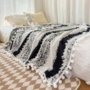 GobekUsa Jacquard Fluffy Ball Lace Blanket | Double Sided Fluff Warm Sofa Cover
