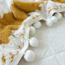 GobekUsa Jacquard Fluffy Ball Lace Blanket | Double Sided Fluff Warm Sofa Cover