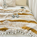 GobekUsa Jacquard Fluffy Ball Lace Blanket | Double Sided Fluff Warm Sofa Cover