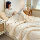 GobekUsa Double Sided Jacquard Milk Velvet Blanket - Winter Warm Sofa Cover