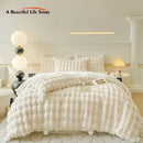 GobekUsa Double-Sided Rabbit Fur Bedding Set, Plush Velvet Fleece, Monochromatic Luxury Duvet Set