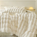 GobekUsa Double-Sided Rabbit Fur Bedding Set, Plush Velvet Fleece, Monochromatic Luxury Duvet Set