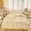 GobekUsa Bubble Yarn Fabric Double-sided Duvet Cover Set with Sheets for Soft Comfort