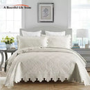 GobekUsa 100% Cotton Embroidery Quilt Set, Queen Size Bedspread with Pillowcase