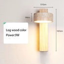 GobekUsa Cream Style Bedside Lamp With Rotatable LED Light - Walnut Wood Texture