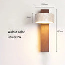 GobekUsa Cream Style Bedside Lamp With Rotatable LED Light - Walnut Wood Texture