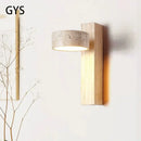 GobekUsa Cream Style Bedside Lamp With Rotatable LED Light - Walnut Wood Texture