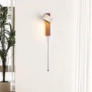 GobekUsa Cream Style Bedside Lamp With Rotatable LED Light - Walnut Wood Texture