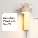 GobekUsa Cream Style Bedside Lamp With Rotatable LED Light - Walnut Wood Texture