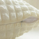 Cream style elastic puff plaid cushion cover living room decor by Decorbites